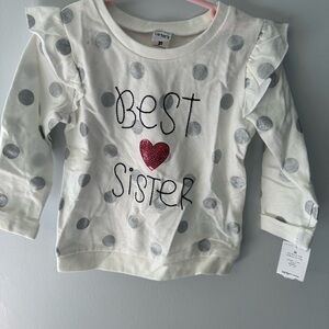 NWT- Carter's White and Gray Long Sleeve Tee with Ruffle Details